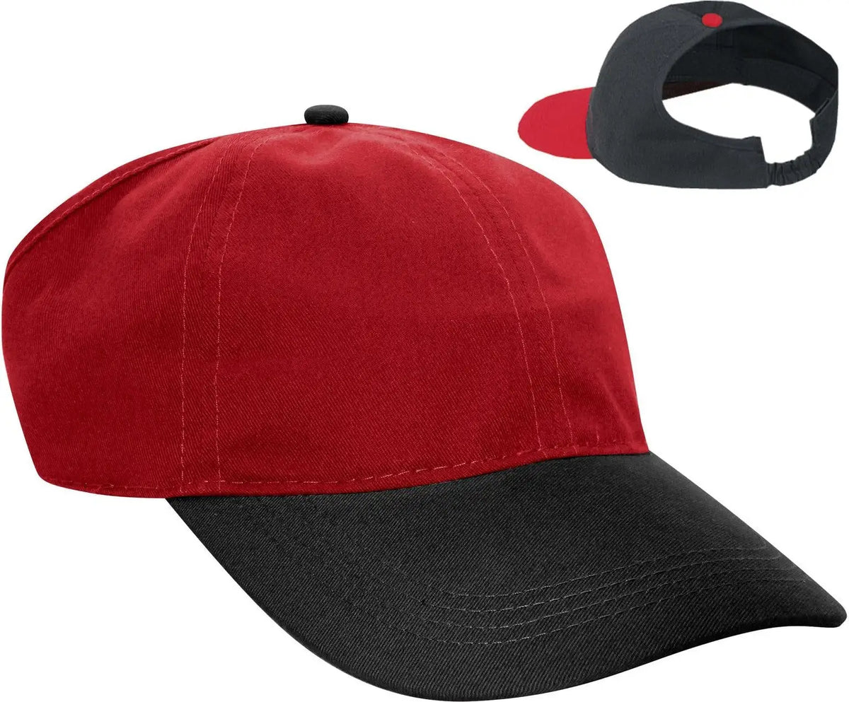 Otto 69-291 4 Panel Ponytail Cap - Blk/red - 7’’ - 7 1/4’’