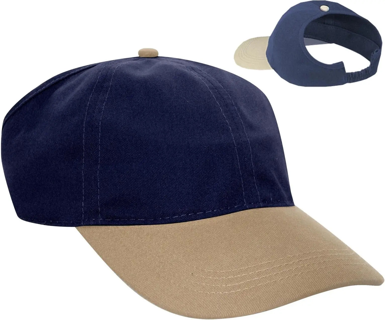 Otto 69-291 4 Panel Ponytail Cap - Kha/nvy