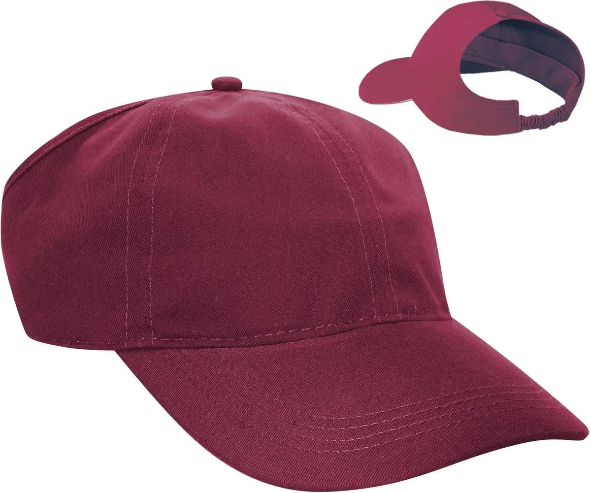 Otto 69-291 4 Panel Ponytail Cap - Maroon - 7’’ - 7 1/4’’