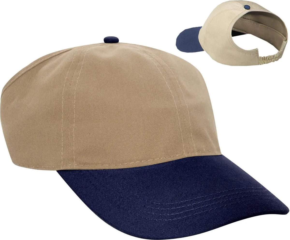 Otto 69-291 4 Panel Ponytail Cap - Nvy/kha