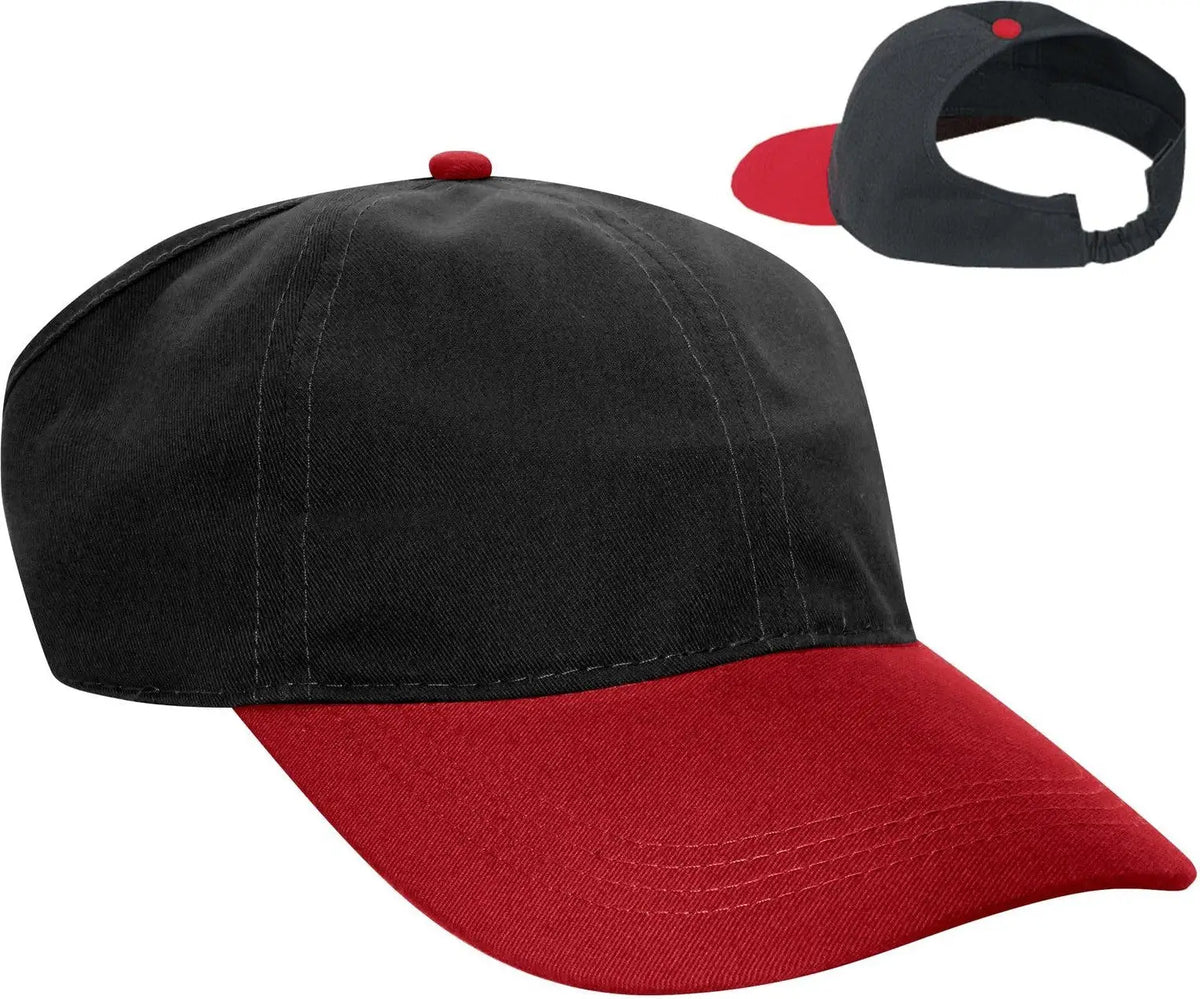 Otto 69-291 4 Panel Ponytail Cap - Red/blk