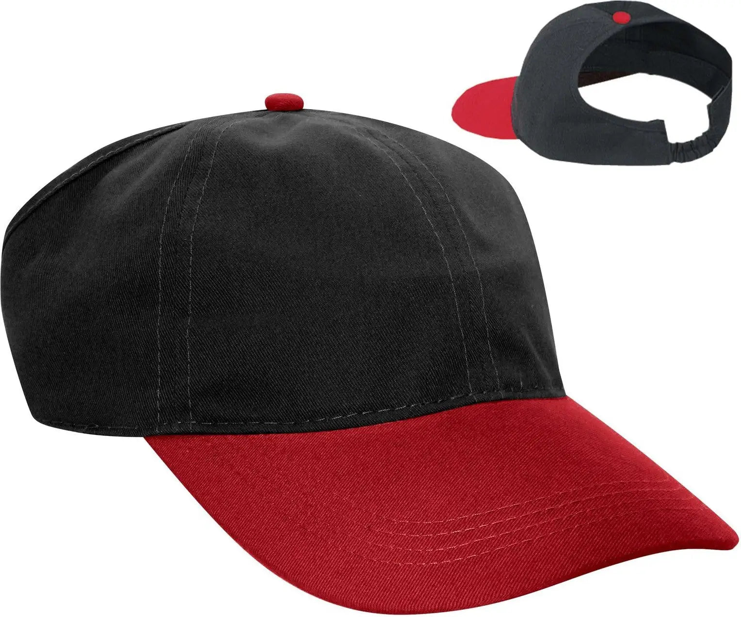 Otto 69-291 4 Panel Ponytail Cap - Red/blk