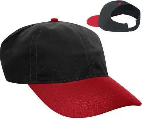 Otto 69-291 Brushed Cotton Twill Ponytail Low Profile Pro Style Soft Crown Cap - Red Black - S/m