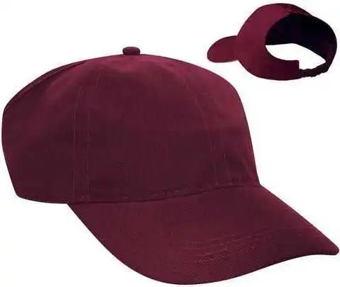 Otto 69-291 Brushed Cotton Twill Ponytail Low Profile Pro Style Soft Crown Cap - Burgandy Maroon - S/m