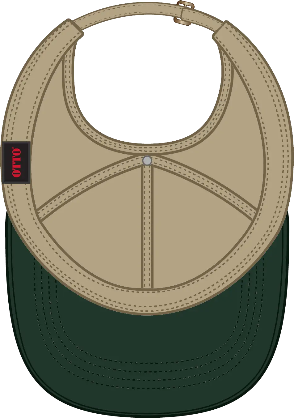 Otto 69-359 4 Panel Ponytail Cap - Dk.grn/kha - 6 1/2’’ - 7 5/8’’