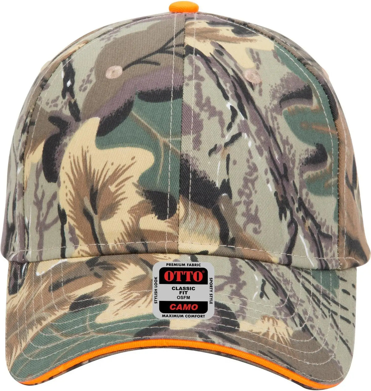 Otto 71-602 Camouflage 6 Panel Low Profile Baseball Cap - Kha/brn/lt.ol.grn - 1/2’’ - 7 5/8’’