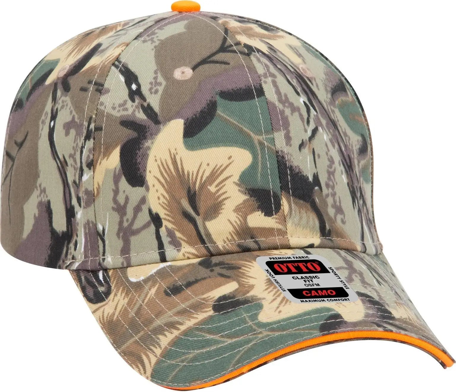 Otto 71-602 Camouflage 6 Panel Low Profile Baseball Cap - Kha/brn/lt.ol.grn - 1/2’’ - 7 5/8’’