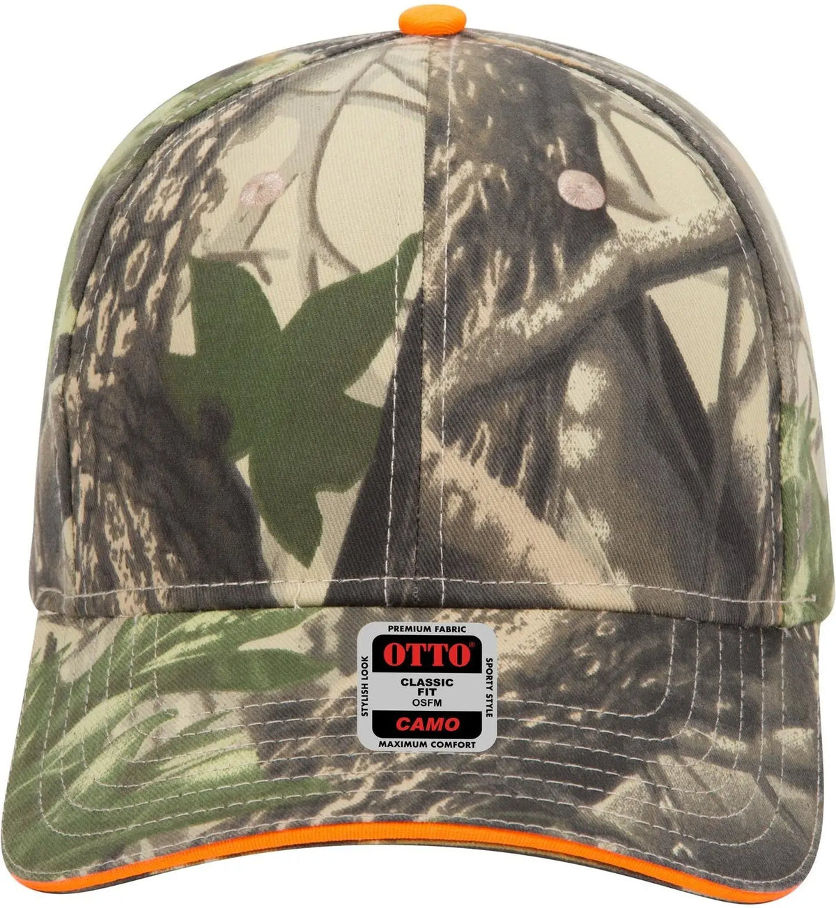 Otto 71-602 Camouflage 6 Panel Low Profile Baseball Cap - Kha/blk/dk.grn - 1/2’’ - 7 5/8’’