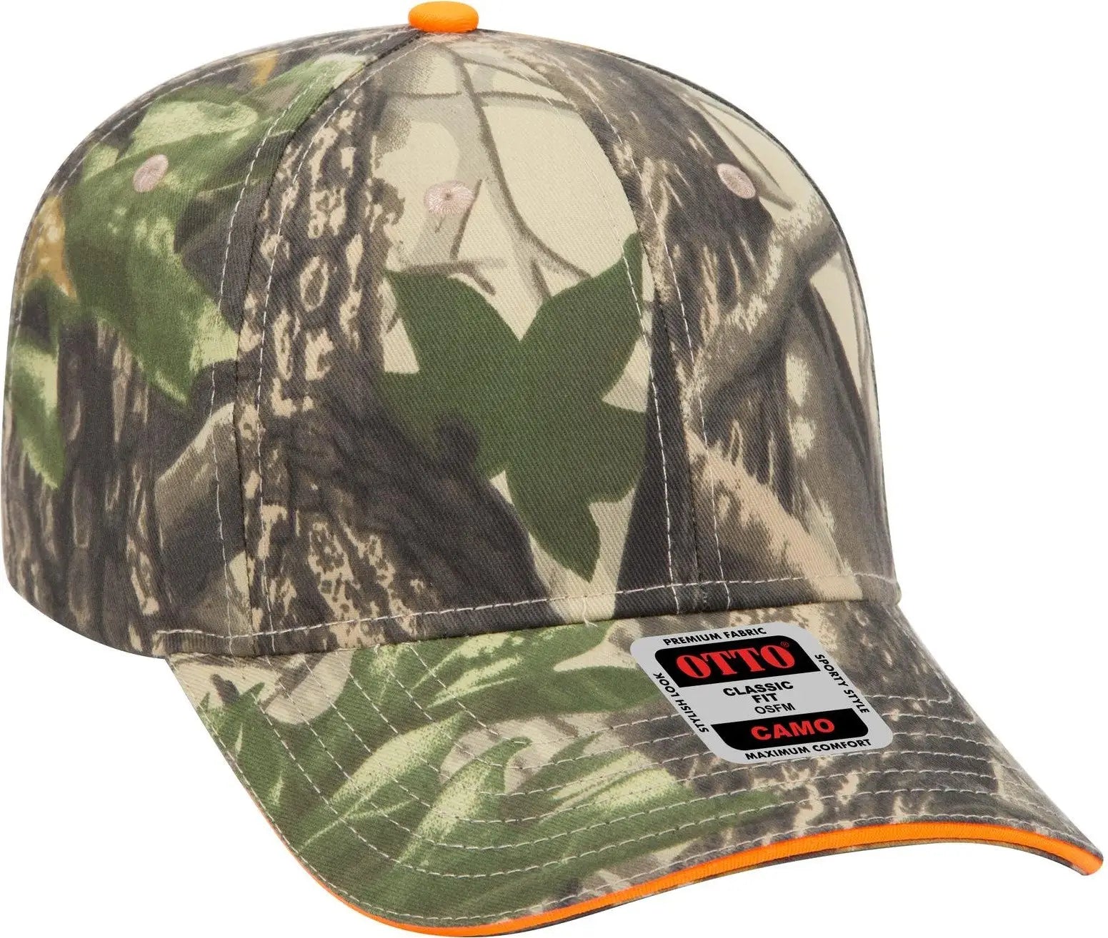 Otto 71-602 Camouflage 6 Panel Low Profile Baseball Cap - Kha/blk/dk.grn - 1/2’’ - 7 5/8’’