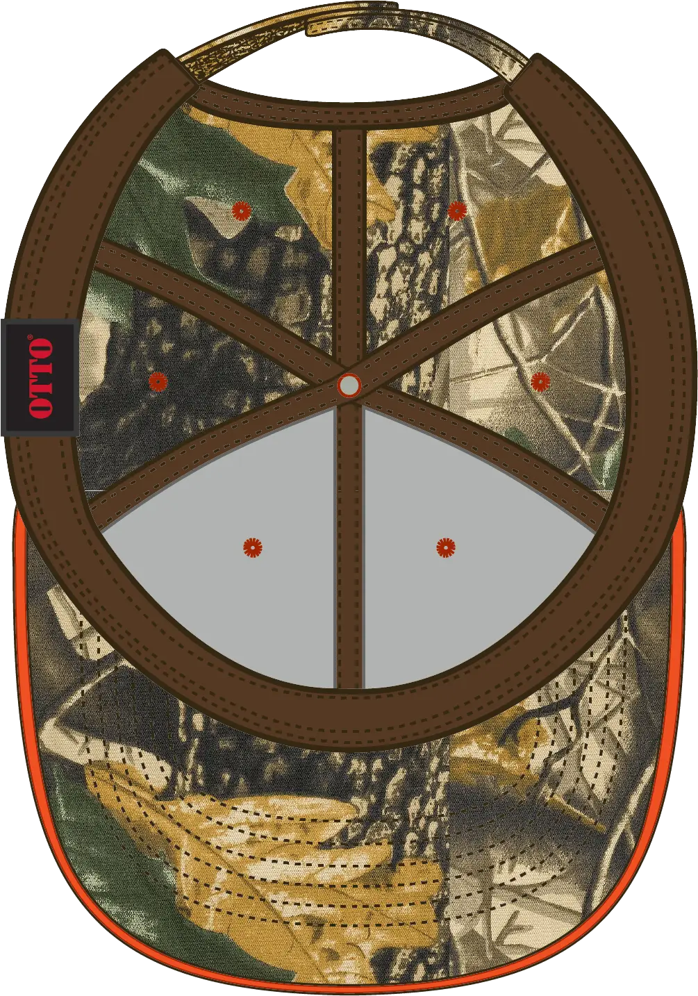 Otto 71-841 Camouflage 6 Panel Low Profile Baseball Cap - Kha/blk/dk.grn/n.org - 1/2’’ - 7 5/8’’