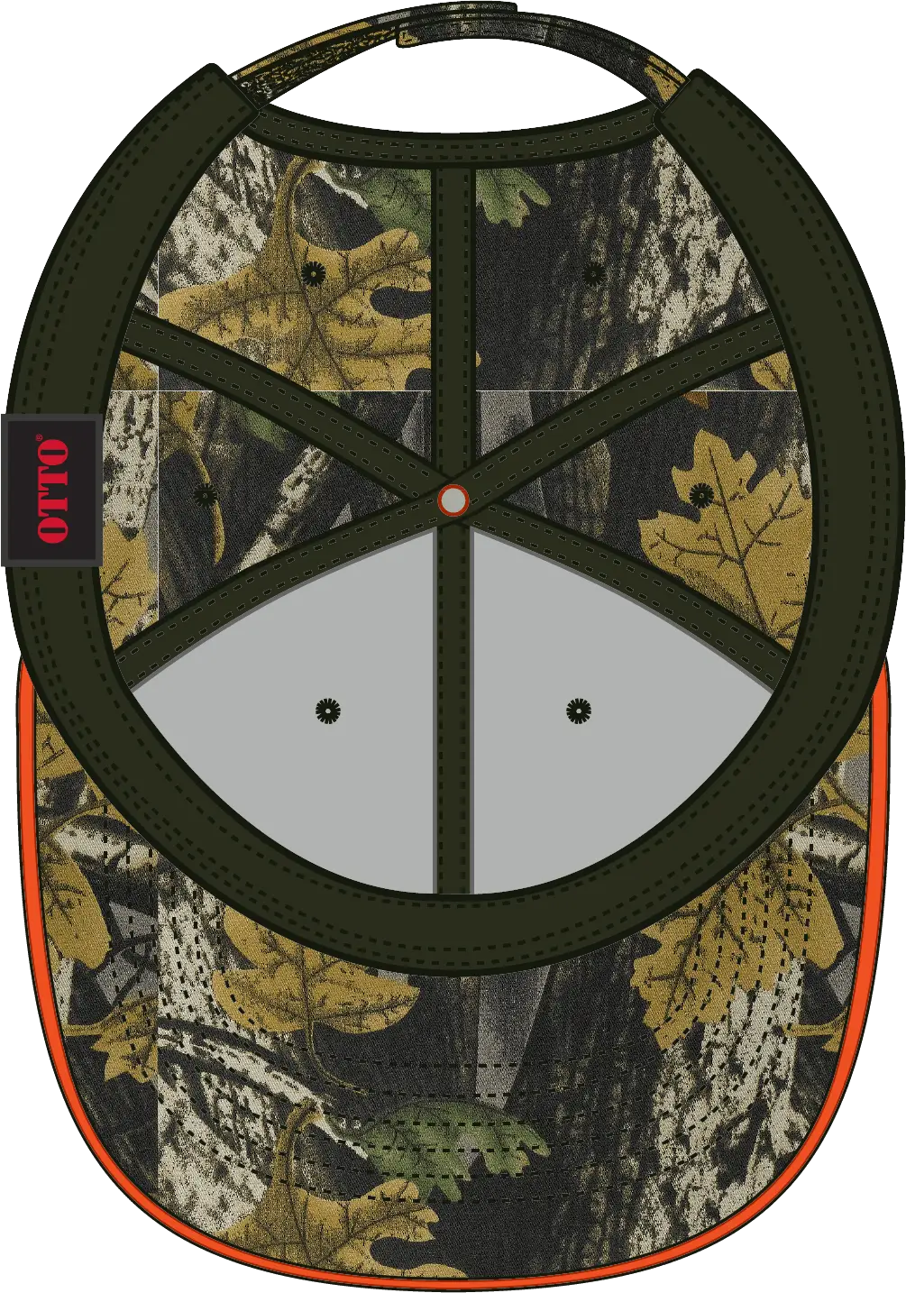 Otto 71-841 Camouflage 6 Panel Low Profile Baseball Cap - Blk/dk.kha/ch.gry/n.org - 1/2’’ - 7 5/8’’
