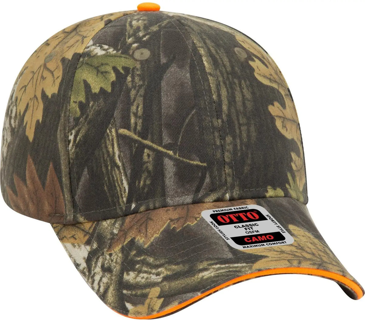 Otto 71-841 Camouflage 6 Panel Low Profile Baseball Cap - Blk/dk.kha/ch.gry/n.org - 1/2’’ - 7 5/8’’