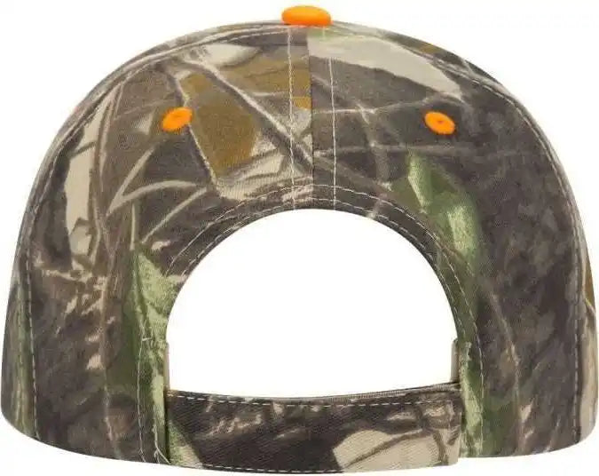 Otto 71-841 Camouflage 6 Panel Low Profile Baseball Cap - Khaki Black Dark Green Neon Orange - one Size Fits Most