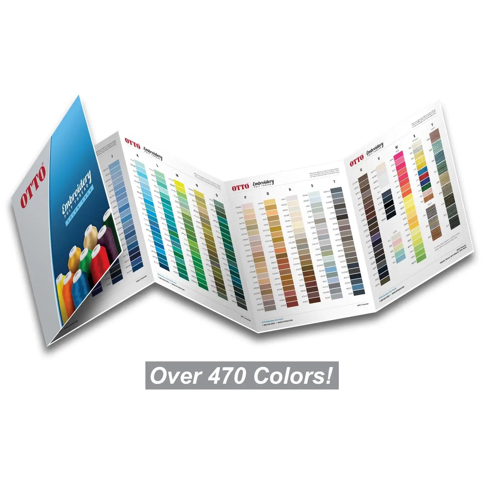 Otto 72-746 Embroidery Poly Thread Color Card - Assorted Colors - 7 3/8’’ - 5/8’’