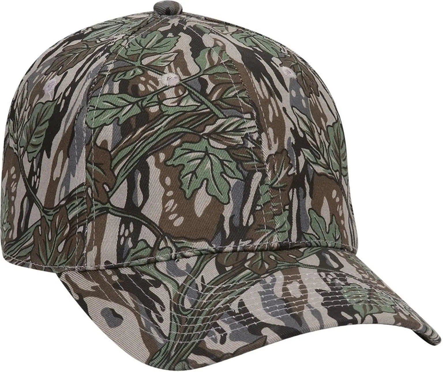 Otto 77-379 ?Otto Flex’ Fitted Camouflage 6 Panel Low Profile Baseball Cap - Gry/dk.grn - 7’’ - 7 1/4’’