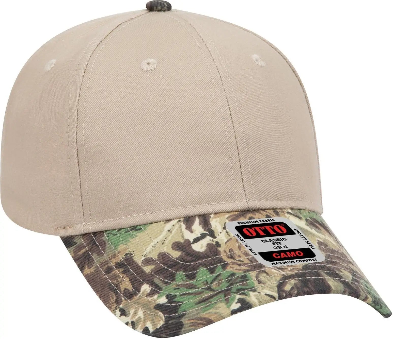 Otto 78-353 Camouflage 6 Panel Low Profile Baseball Cap - Lt.lod/brn/kly/kha - 1/2’’ - 7 5/8’’