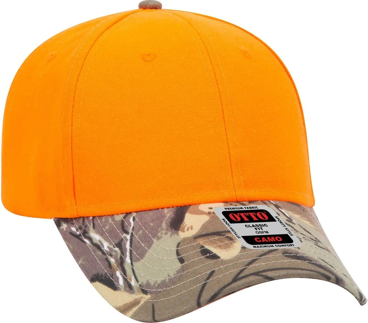 Otto 78-353 Camouflage 6 Panel Low Profile Baseball Cap - Kha/brn/lt.ol.grn/n.org - 1/2’’ - 7 5/8’’