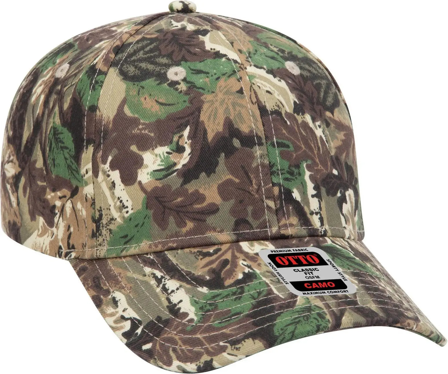 Otto 78-353 Camouflage 6 Panel Low Profile Baseball Cap - Lt.lod/brn/kly - 1/2’’ - 7 5/8’’