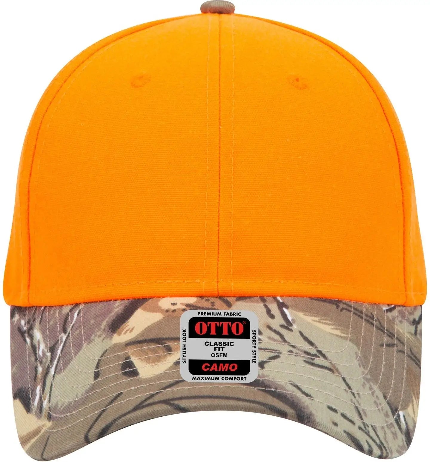 Otto 78-353 Camouflage 6 Panel Low Profile Baseball Cap - Kha/brn/lt.ol.grn/n.org - 1/2’’ - 7 5/8’’