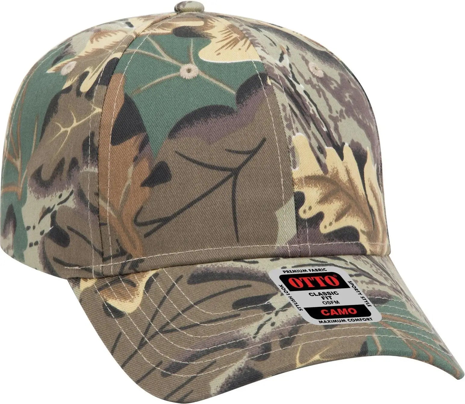 Otto 78-353 Camouflage 6 Panel Low Profile Baseball Cap - Kha/brn/lt.ol.grn - 1/2’’ - 7 5/8’’