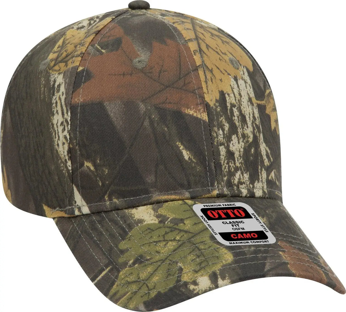 Otto 78-353 Camouflage 6 Panel Low Profile Baseball Cap - Blk/dk.kha/ch.gry - 1/2’’ - 7 5/8’’