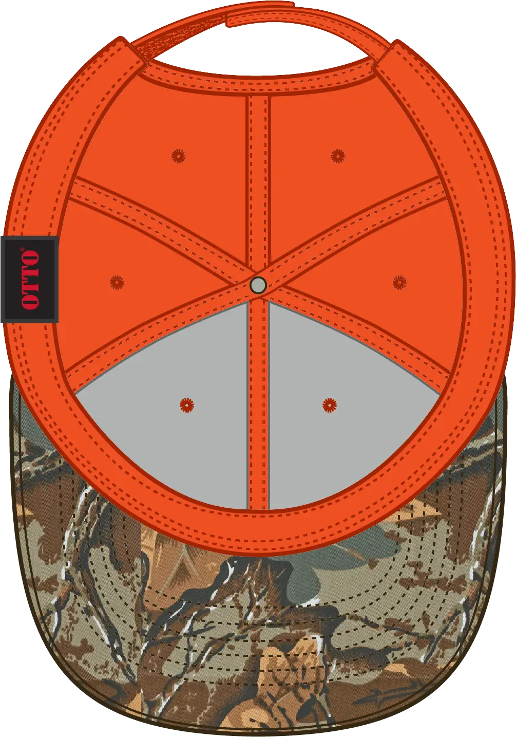 Otto 78-353 Camouflage 6 Panel Low Profile Baseball Cap - Kha/brn/lt.ol.grn/n.org - 1/2’’ - 7 5/8’’