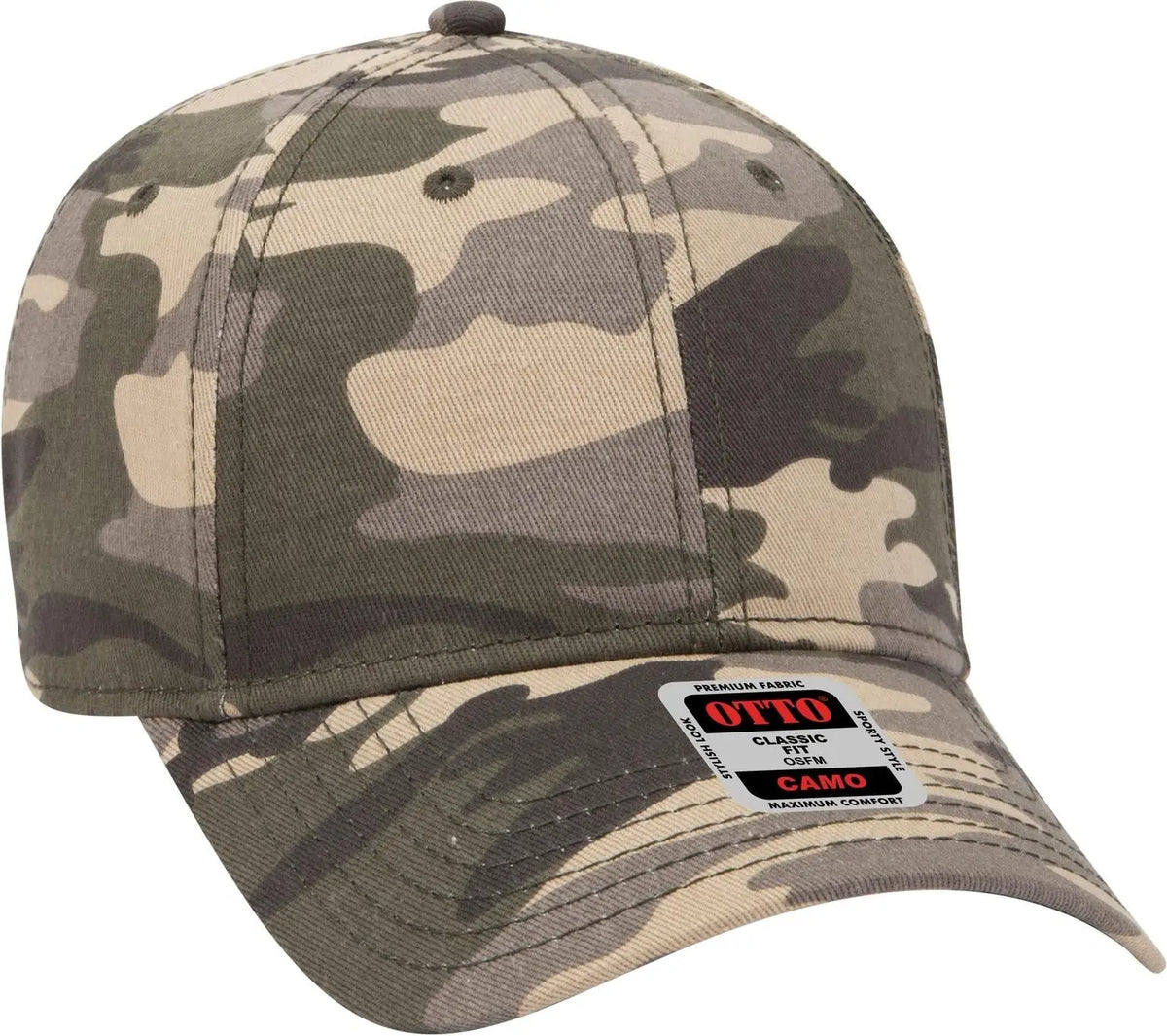Otto 78-353 Camouflage 6 Panel Low Profile Baseball Cap - Camo 010 - 1/2’’ - 7 5/8’’