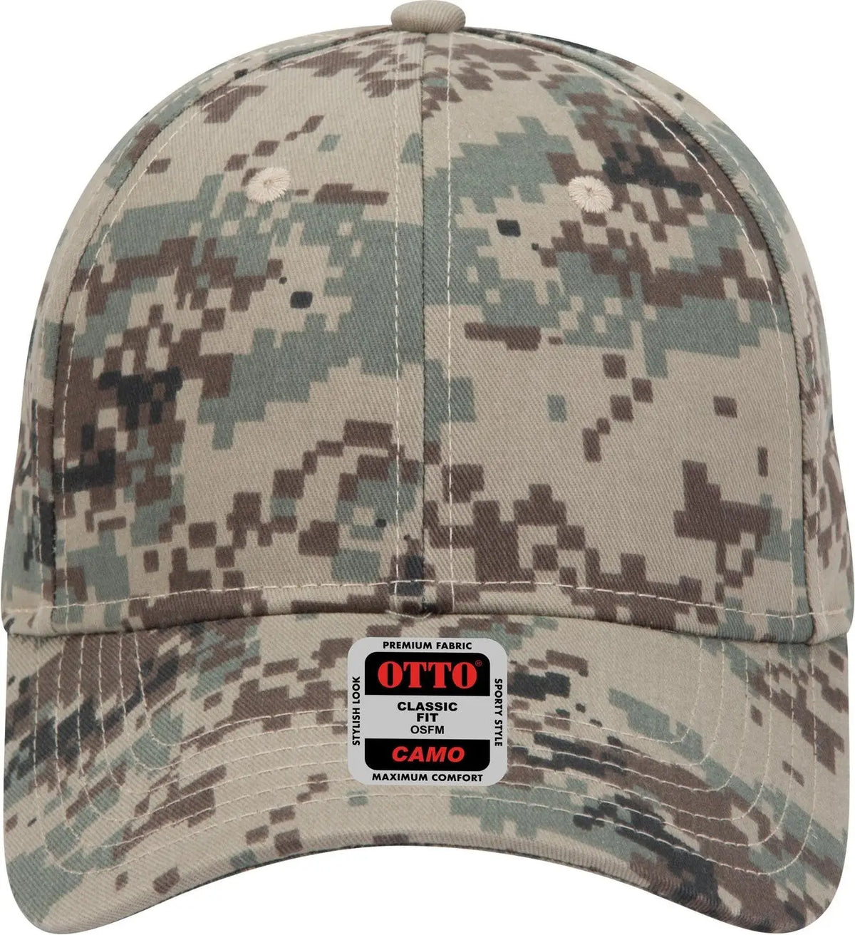 Otto 78-353 Camouflage 6 Panel Low Profile Baseball Cap - Kha/brn/blk - 1/2’’ - 7 5/8’’