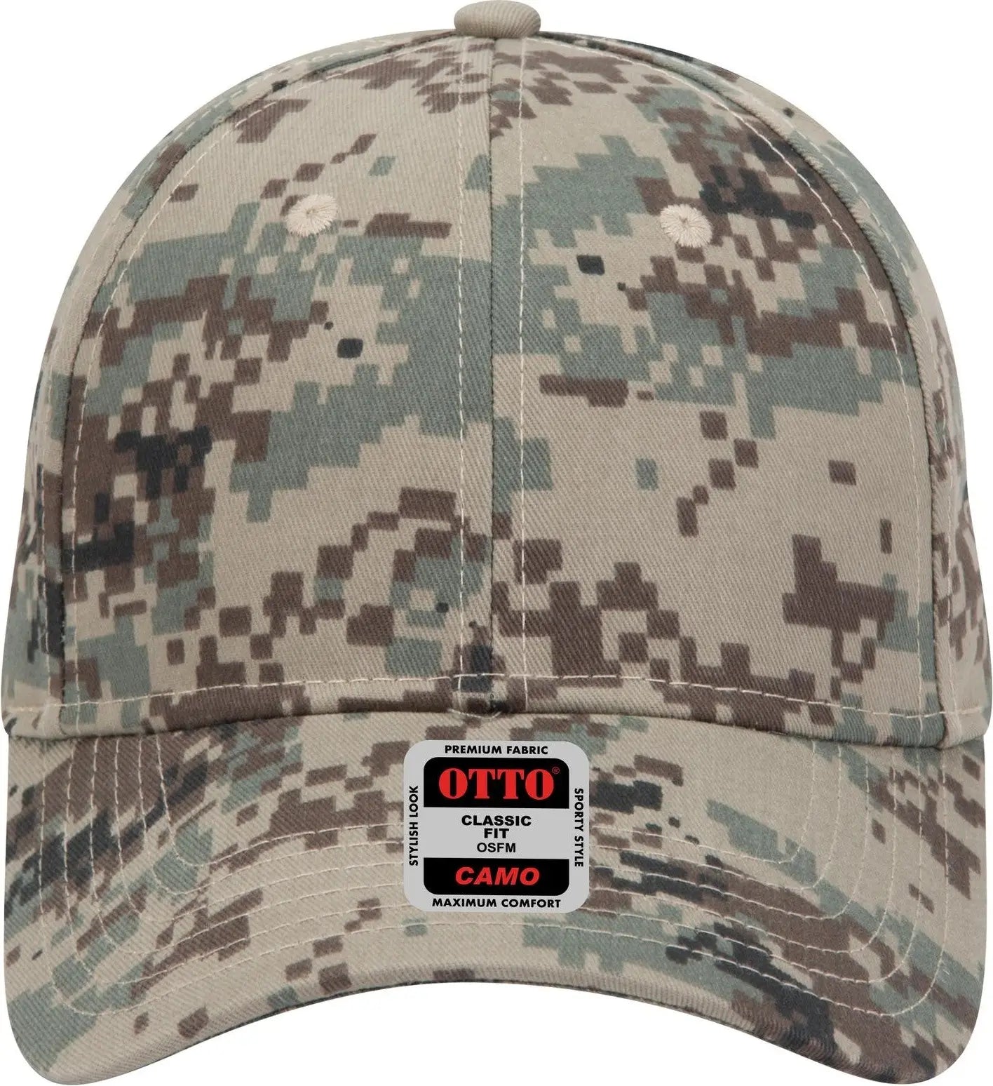 Otto 78-353 Camouflage 6 Panel Low Profile Baseball Cap - Kha/brn/blk - 1/2’’ - 7 5/8’’