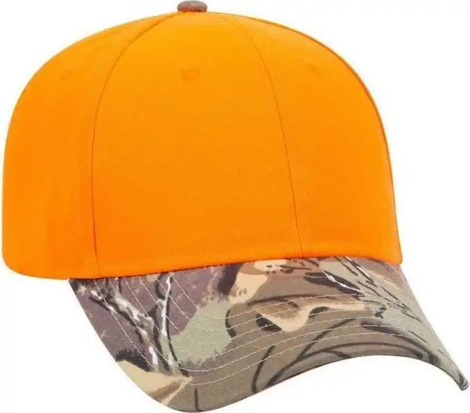 Otto 78-754 Camouflage 6 Panel Low Profile Baseball Cap - Khaki Brown Light Olive Green Neon Orange - one Size Fits Most