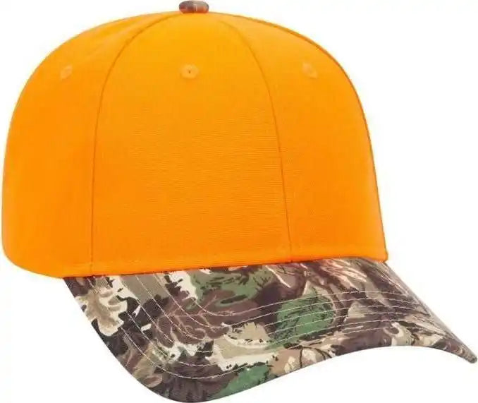Otto 78-754 Camouflage 6 Panel Low Profile Baseball Cap - Light Loden Brown Kelly Neon Orange - Olive / one Size Fits