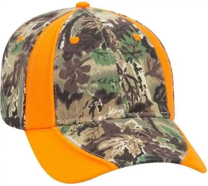 Otto 78-762 Camouflage 6 Panel Low Profile Baseball Cap - Light Loden Brown Kelly Neon Orange - Olive / one Size Fits
