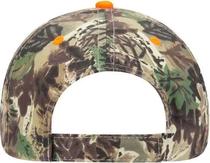 Otto 78-762 Camouflage 6 Panel Low Profile Baseball Cap - Light Loden Brown Kelly Neon Orange - Olive / one Size Fits