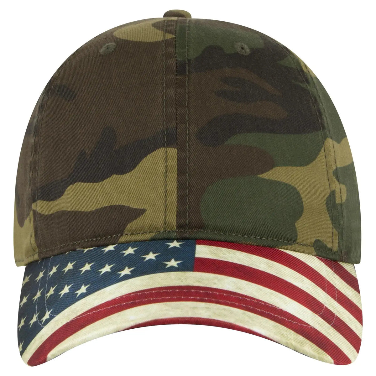Otto 80-1180 6 Panel Low Profile U.s. Flag Cap - Dk.grn/brn - 7 3/8’’ - 5/8’’