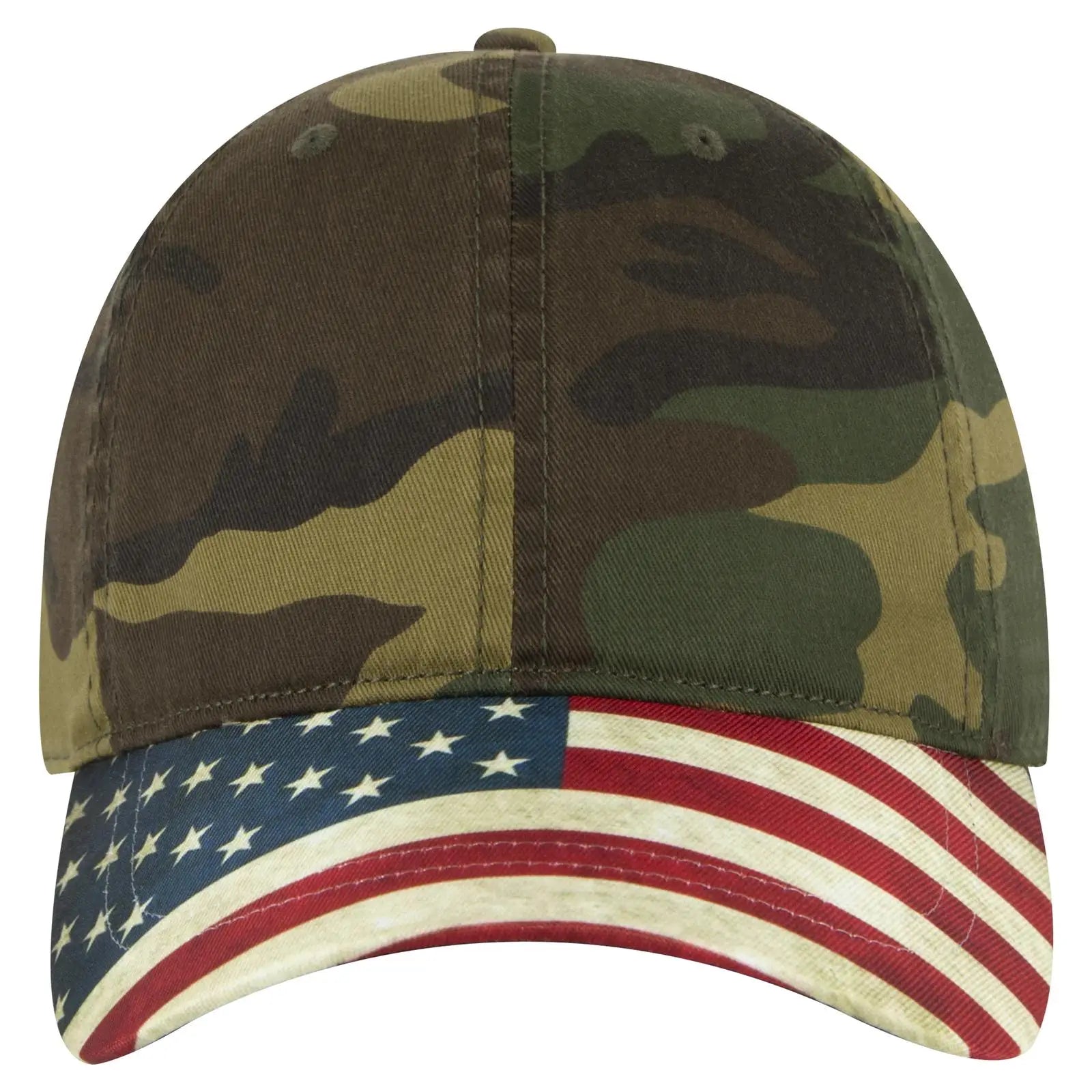 Otto 80-1180 6 Panel Low Profile U.s. Flag Cap - Dk.grn/brn - 7 3/8’’ - 5/8’’