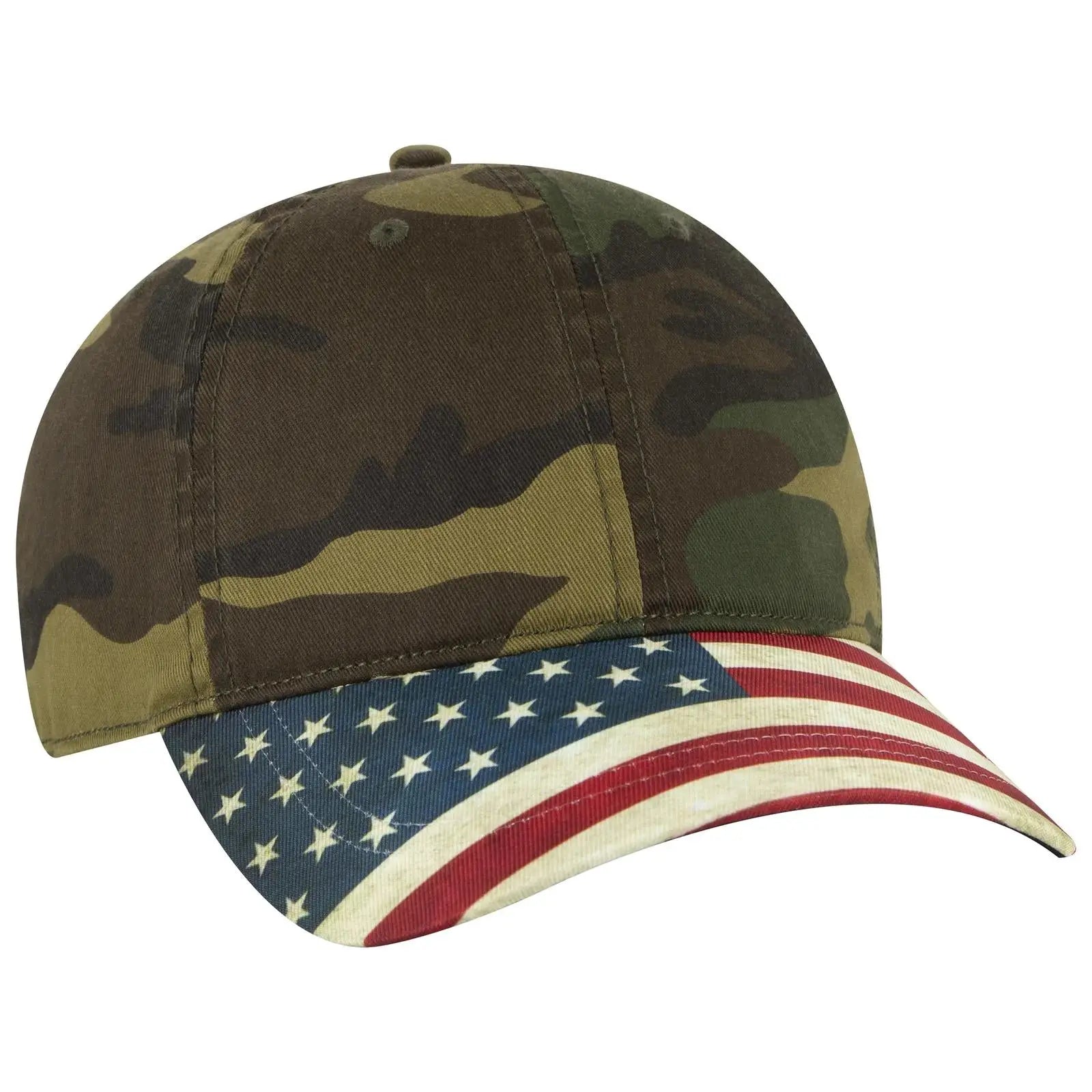Otto 80-1180 6 Panel Low Profile U.s. Flag Cap - Dk.grn/brn - 7 3/8’’ - 5/8’’