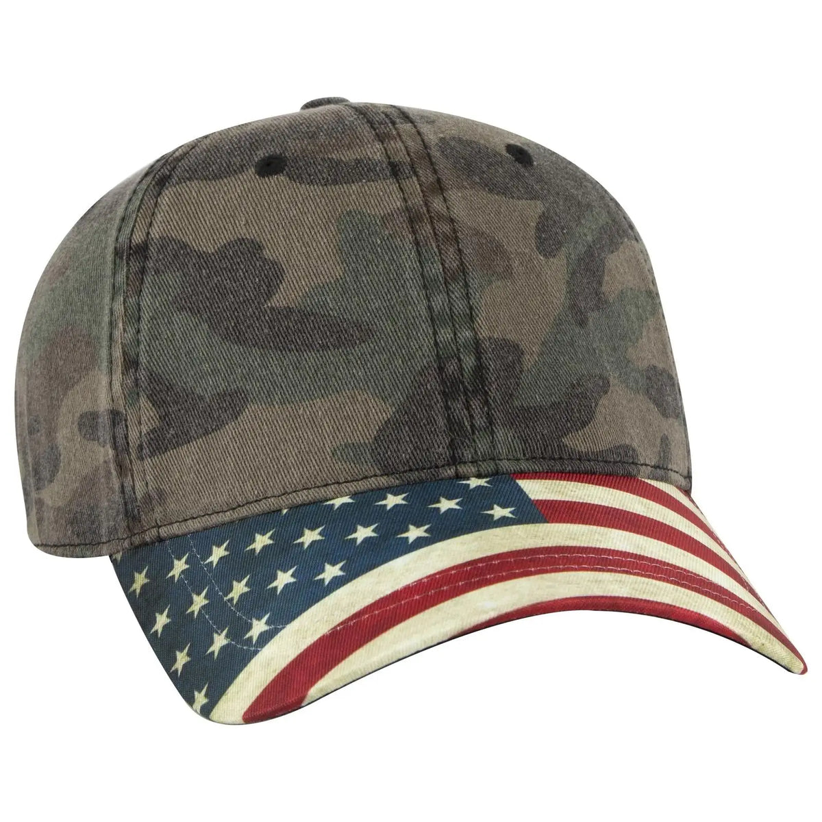 Otto 80-1180 6 Panel Low Profile Usa Flag Cap - Camo 004 - 7 3/8’’ - 5/8’’