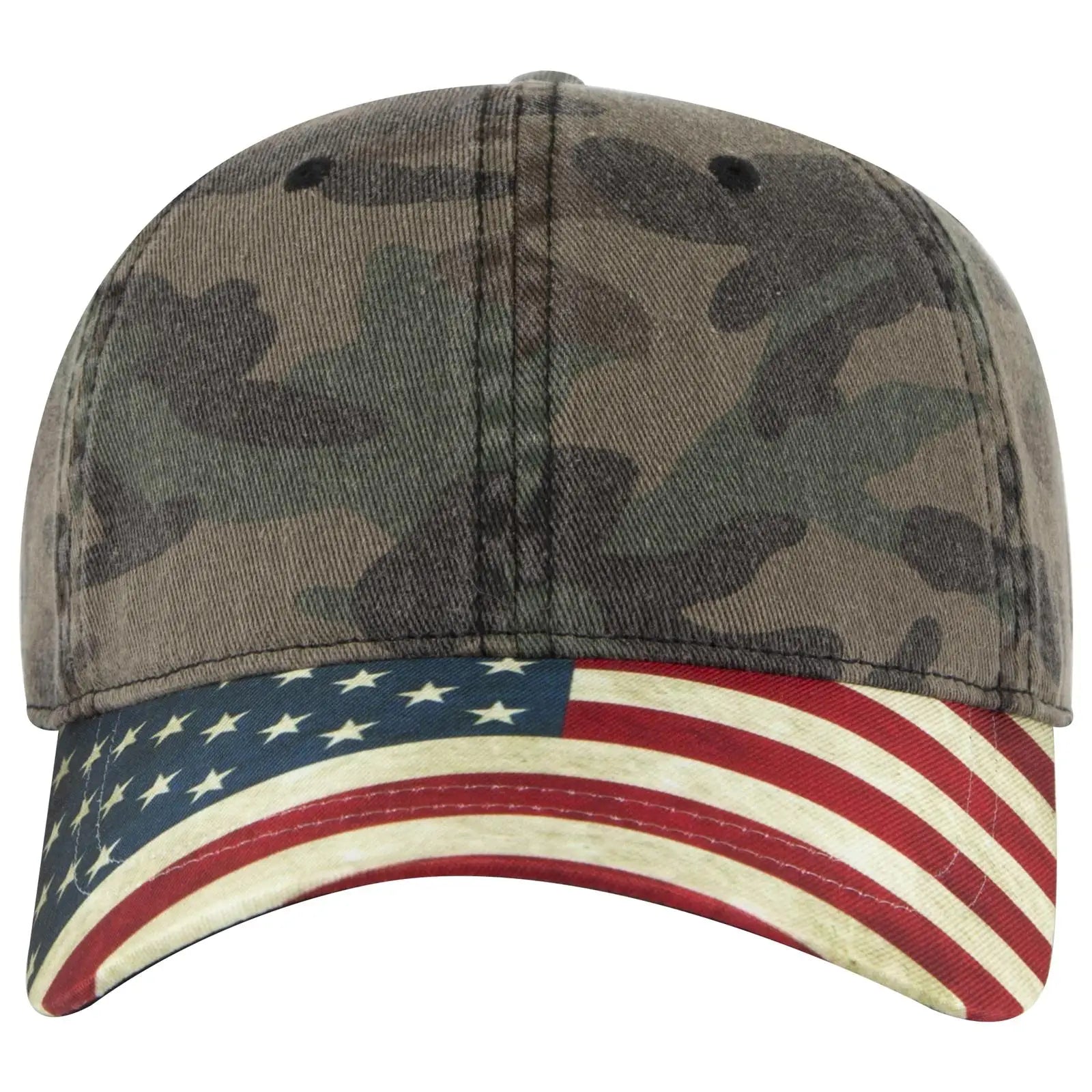 Otto 80-1180 6 Panel Low Profile Usa Flag Cap - Camo 004 - 7 3/8’’ - 5/8’’