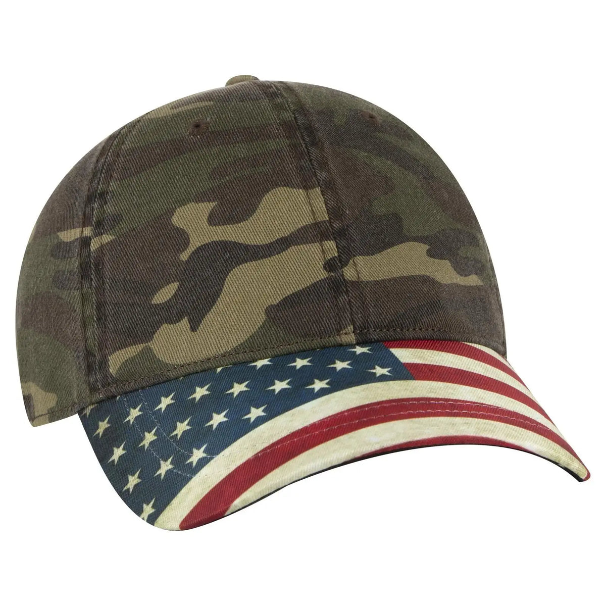 Otto 80-1180 6 Panel Low Profile Usa Flag Cap - Camo 008 - 7 3/8’’ - 5/8’’