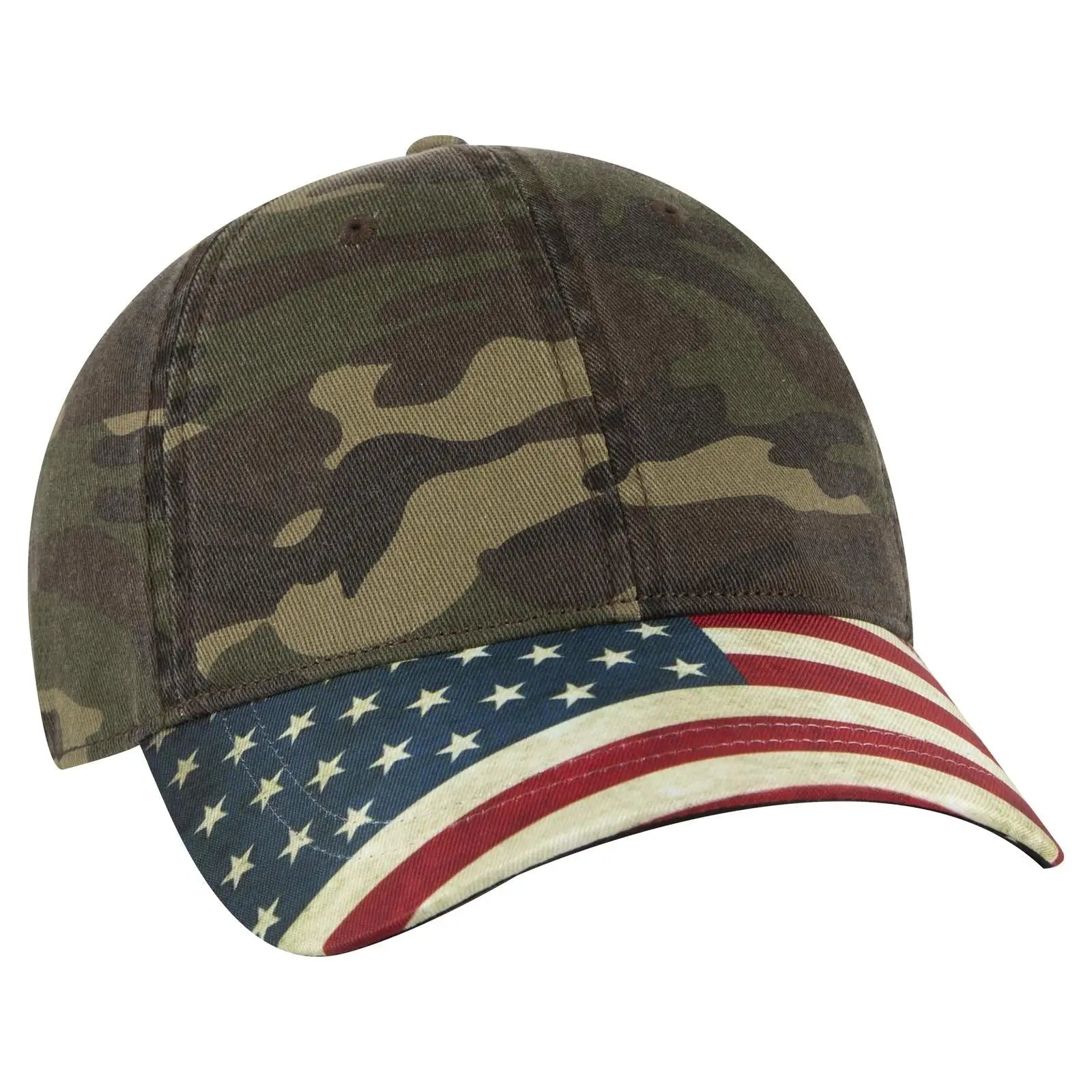 Otto 80-1180 6 Panel Low Profile Usa Flag Cap - Camo 008 - 7 3/8’’ - 5/8’’