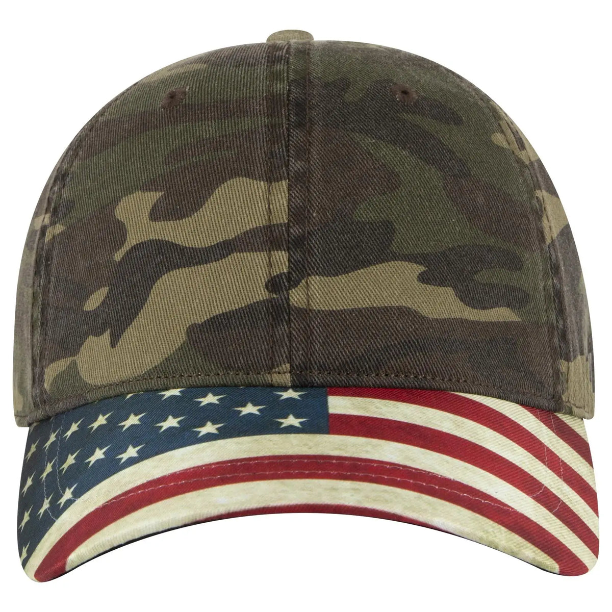 Otto 80-1180 6 Panel Low Profile Usa Flag Cap - Camo 008 - 7 3/8’’ - 5/8’’