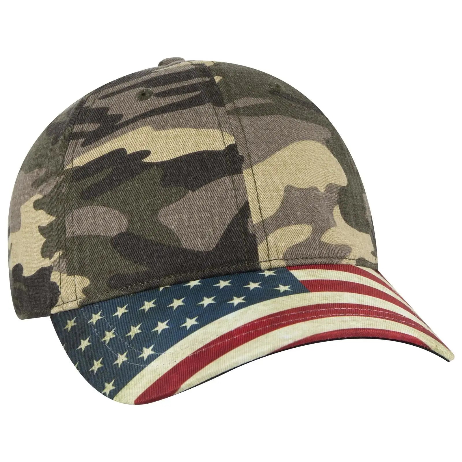Otto 80-1180 6 Panel Low Profile Usa Flag Cap - Camo 010 - 7 3/8’’ - 5/8’’