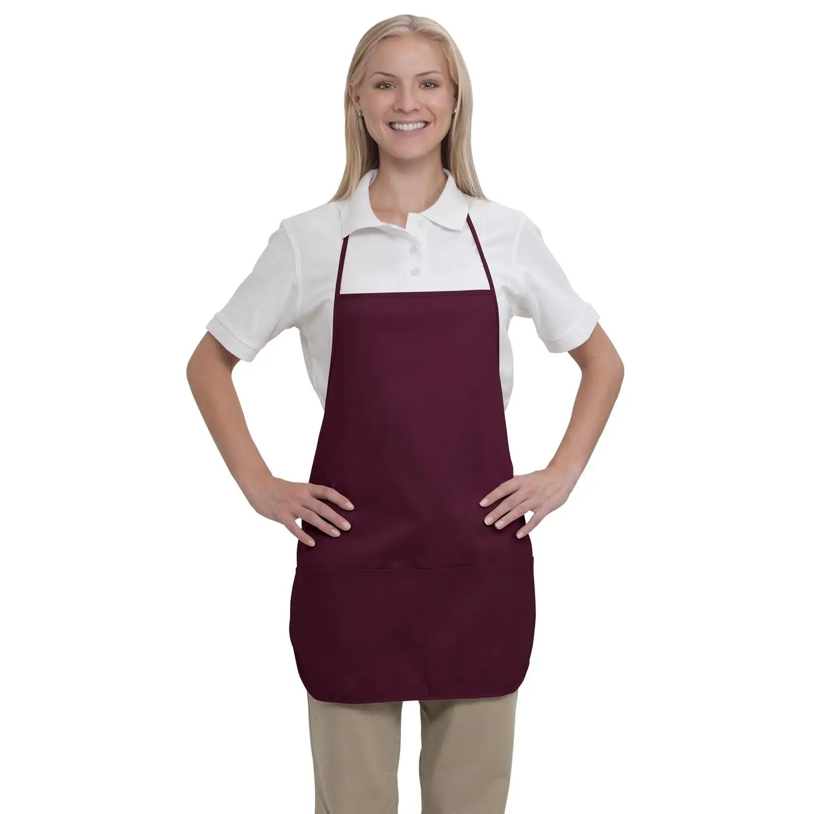 Otto 802-401 2 Pocket Medium Bib Apron - Maroon - Osfm