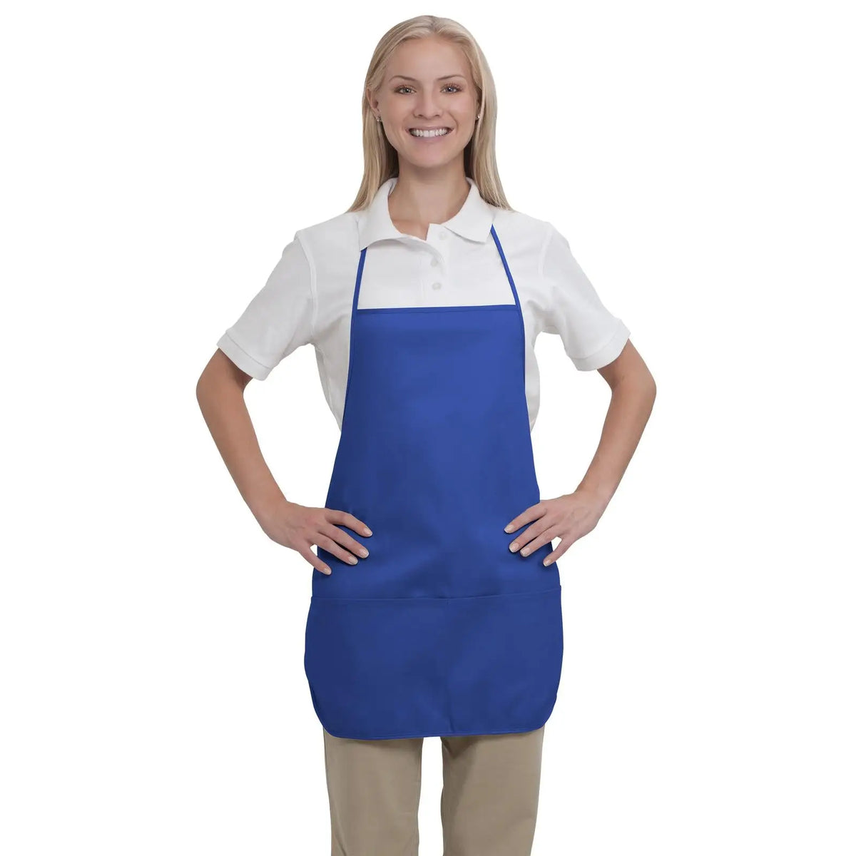 Otto 802-401 2 Pocket Medium Bib Apron - Royal - Osfm