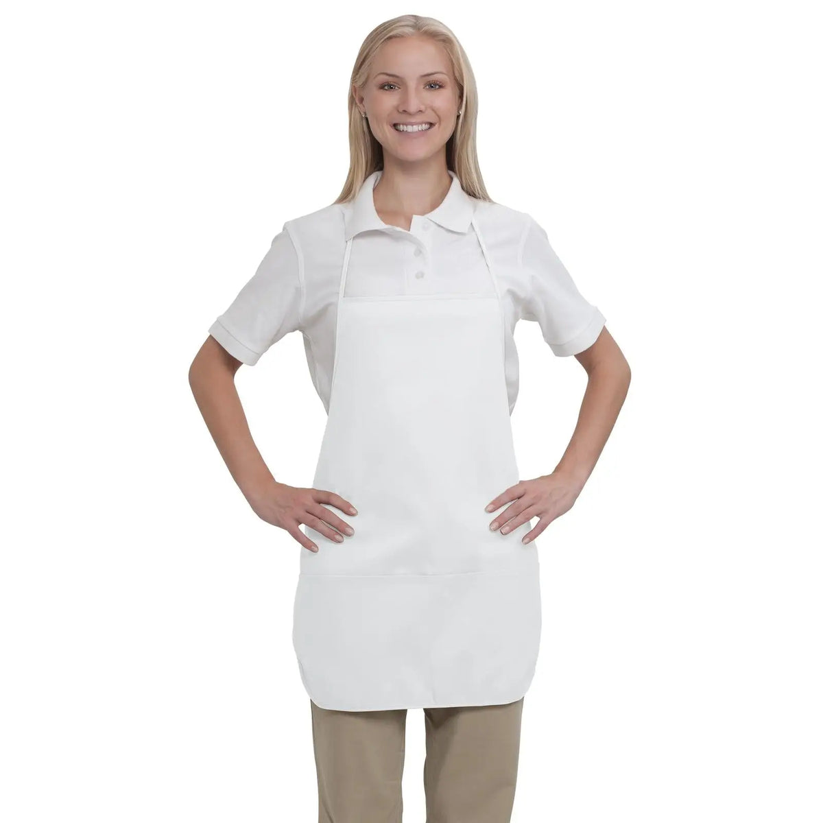 Otto 802-401 2 Pocket Medium Bib Apron - White - Osfm