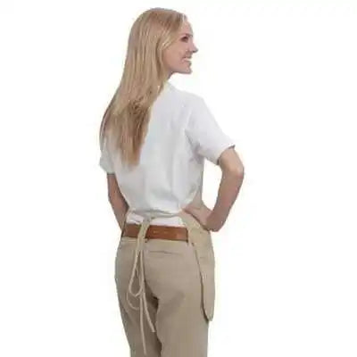 Otto 802-401 7.5 Oz. Two Pocket Medium Bib Cotton Twill Aprons - Khaki - one Size Fits Most