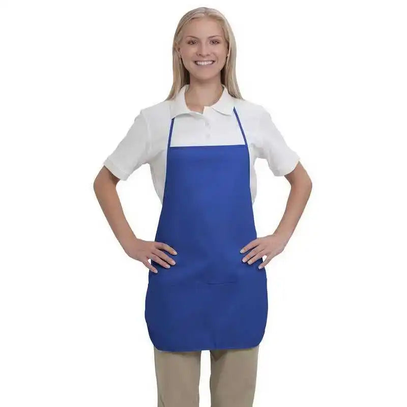 Otto 802-401 7.5 Oz. Two Pocket Medium Bib Cotton Twill Aprons - Royal - one Size Fits Most