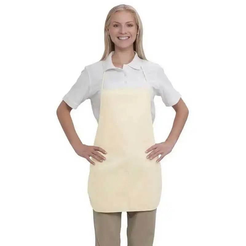Otto 802-401 7.5 Oz. Two Pocket Medium Bib Cotton Twill Aprons - Natural - one Size Fits Most