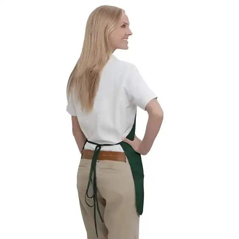 Otto 802-401 7.5 Oz. Two Pocket Medium Bib Cotton Twill Aprons - Dark Green - Forest / one Size Fits Most