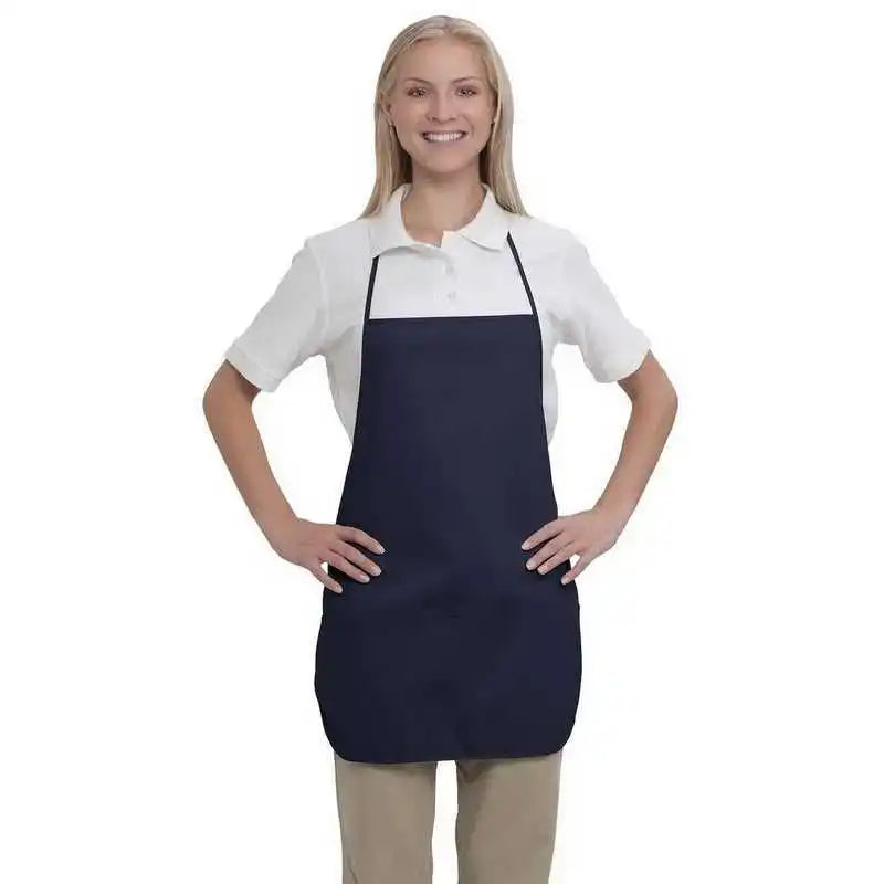 Otto 802-401 7.5 Oz. Two Pocket Medium Bib Cotton Twill Aprons - Navy - one Size Fits Most